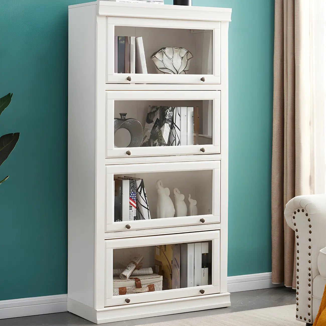 3-Tier Contemporary White Wooden Vertical Bookcase