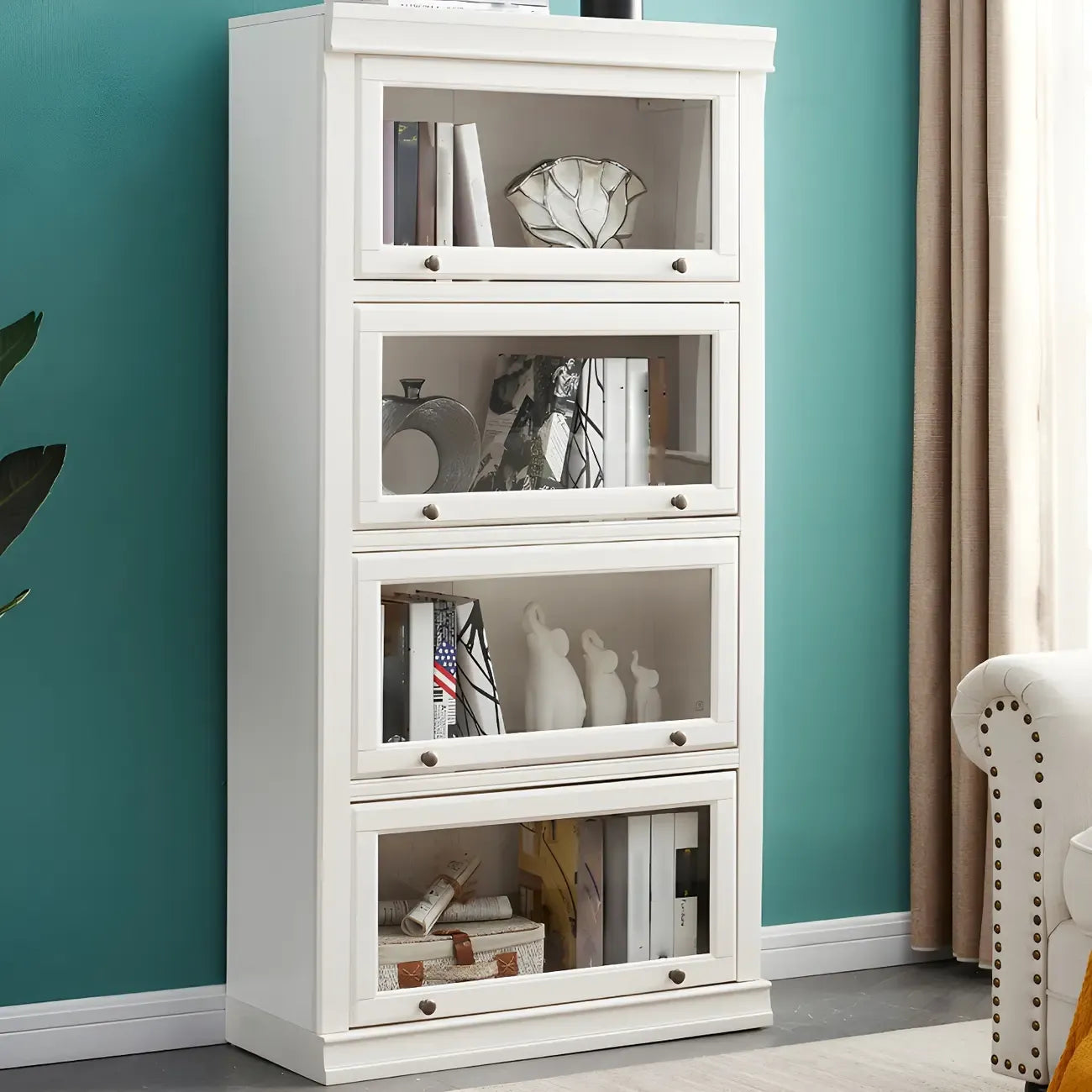 3-Tier Contemporary White Wooden Vertical Bookcase