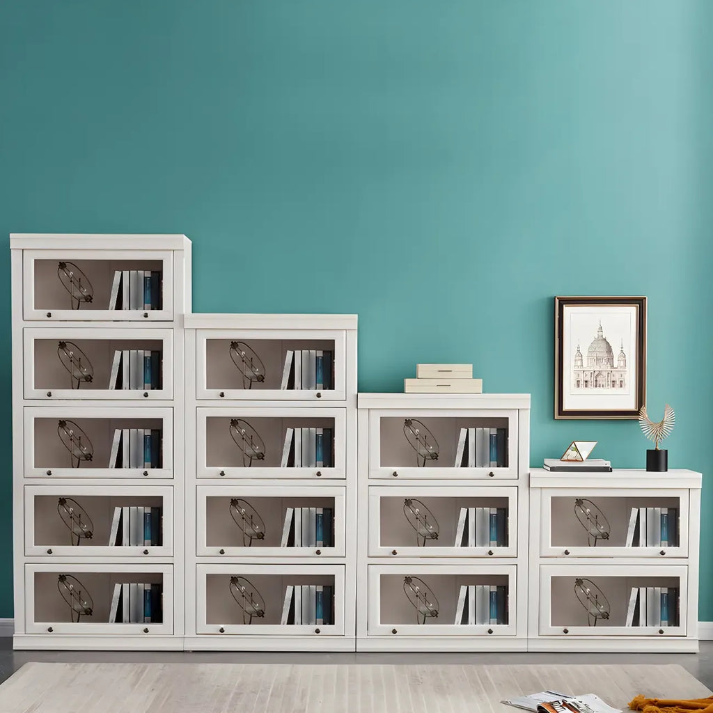 3-Tier Contemporary White Wooden Vertical Bookcase