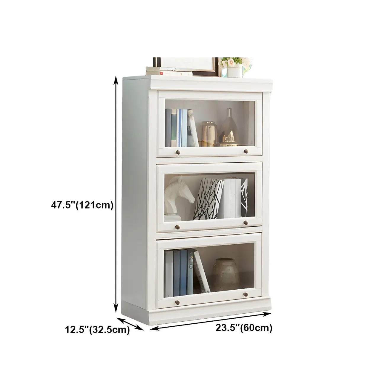 3-Tier Contemporary White Wooden Vertical Bookcase