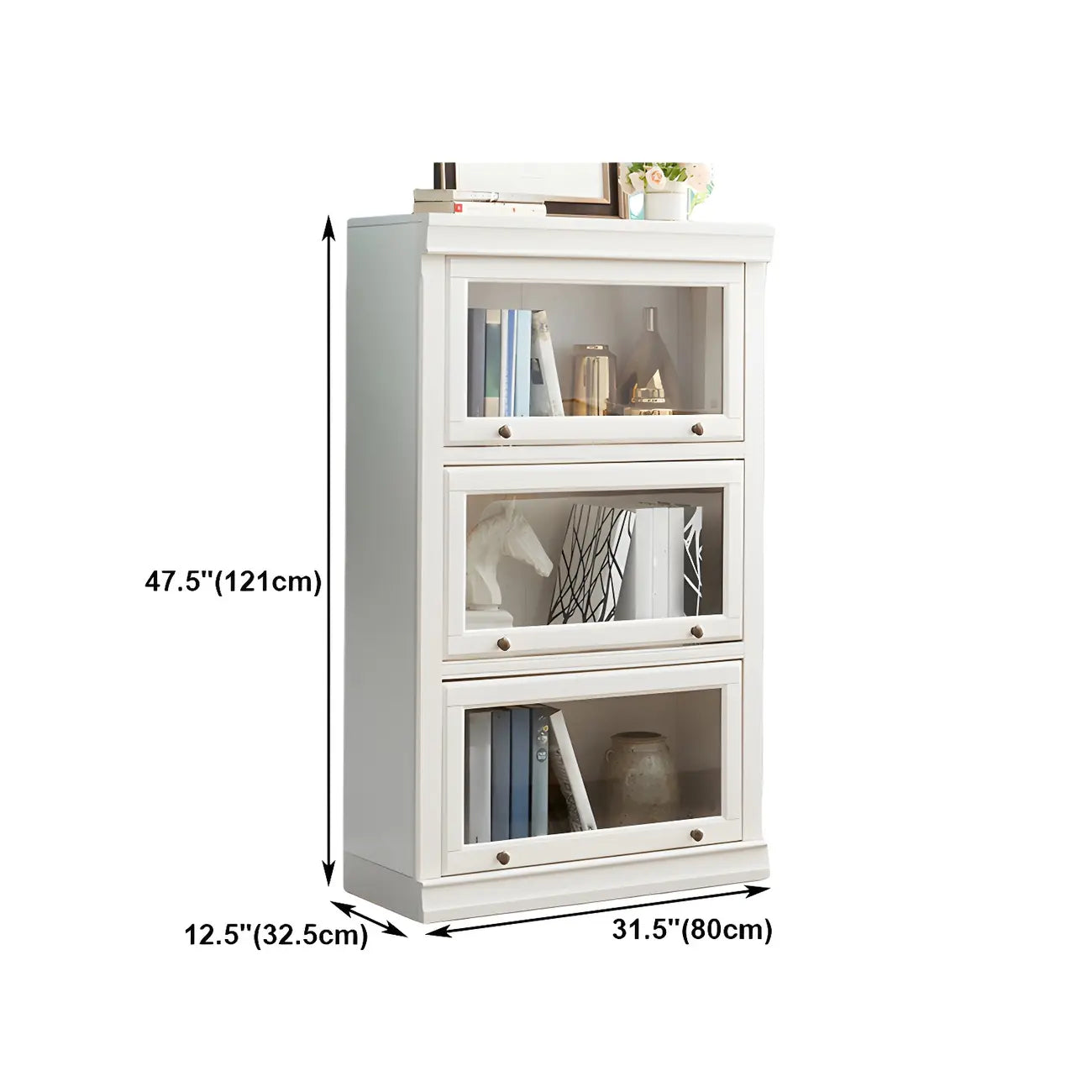 3-Tier Contemporary White Wooden Vertical Bookcase