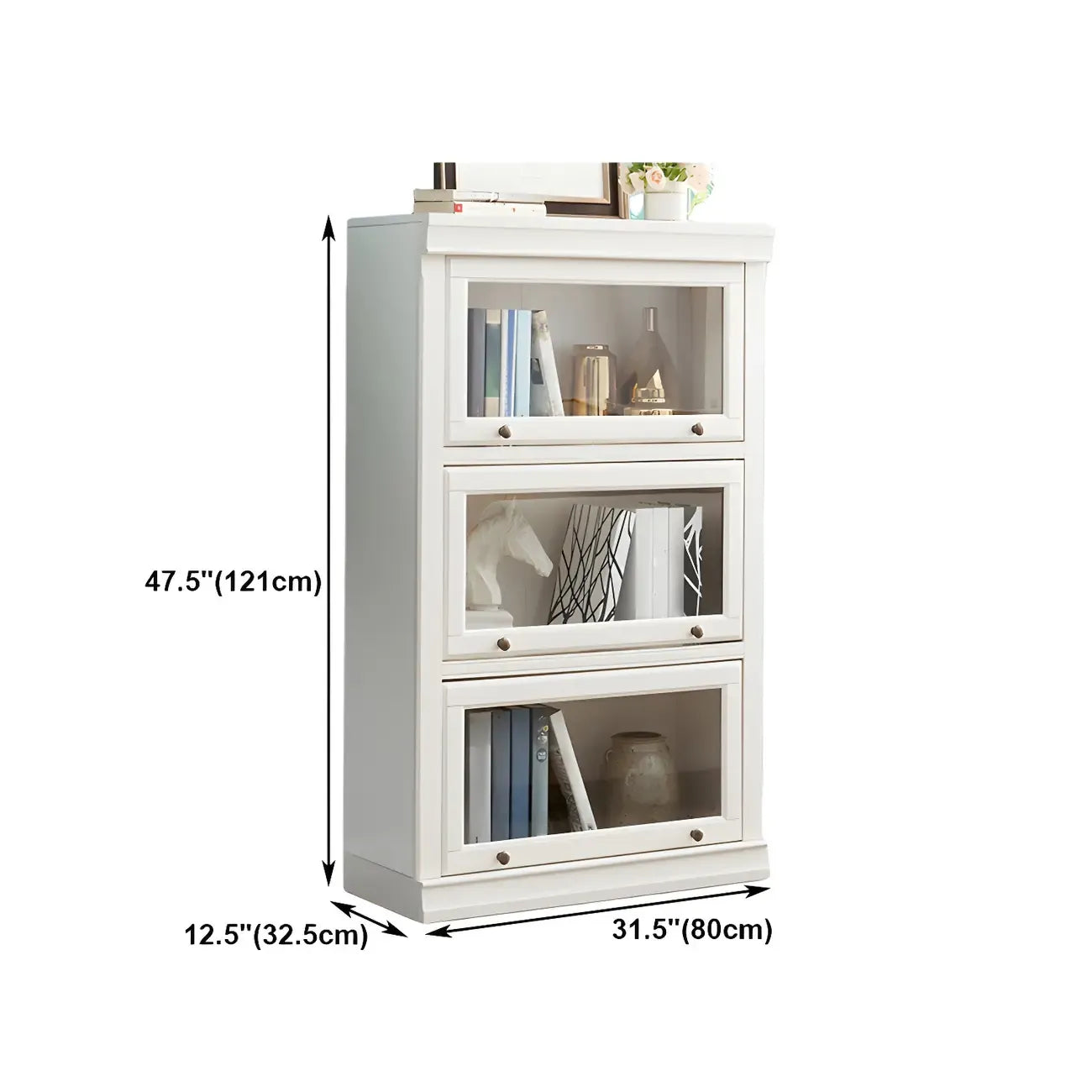 3-Tier Contemporary White Wooden Vertical Bookcase
