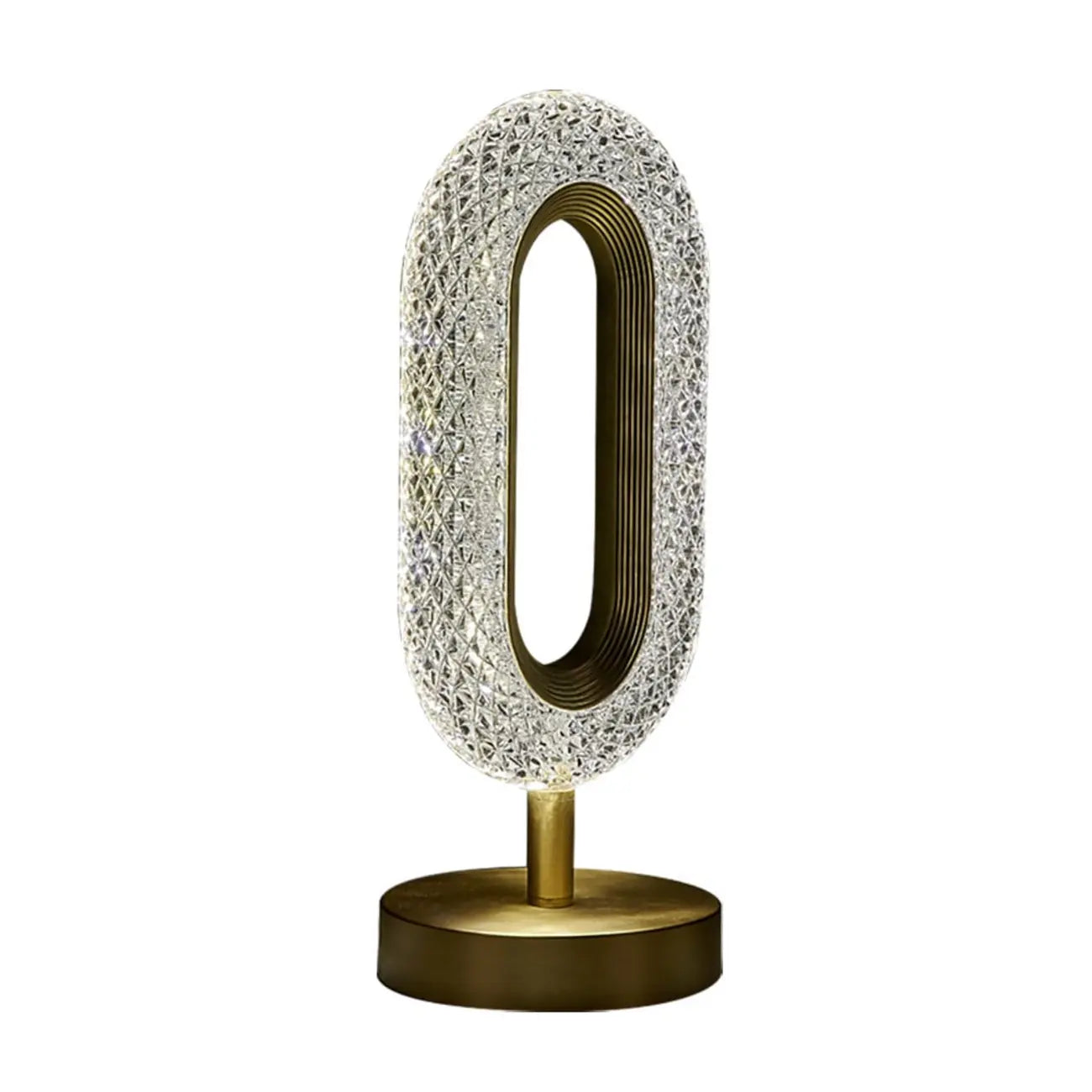 Art Deco Luxury Gold Brass Acrylic Ring Shape LED Table Lamp