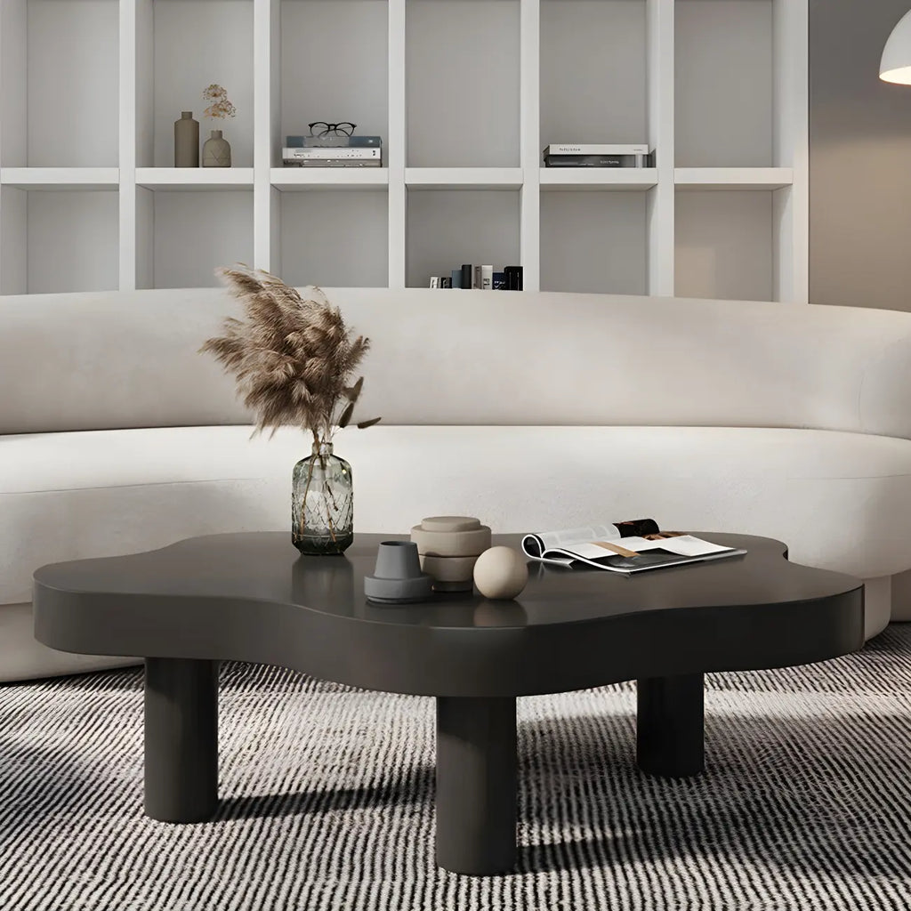 Natural Cloud-Shaped Pine Coffee Table with 3 Legs