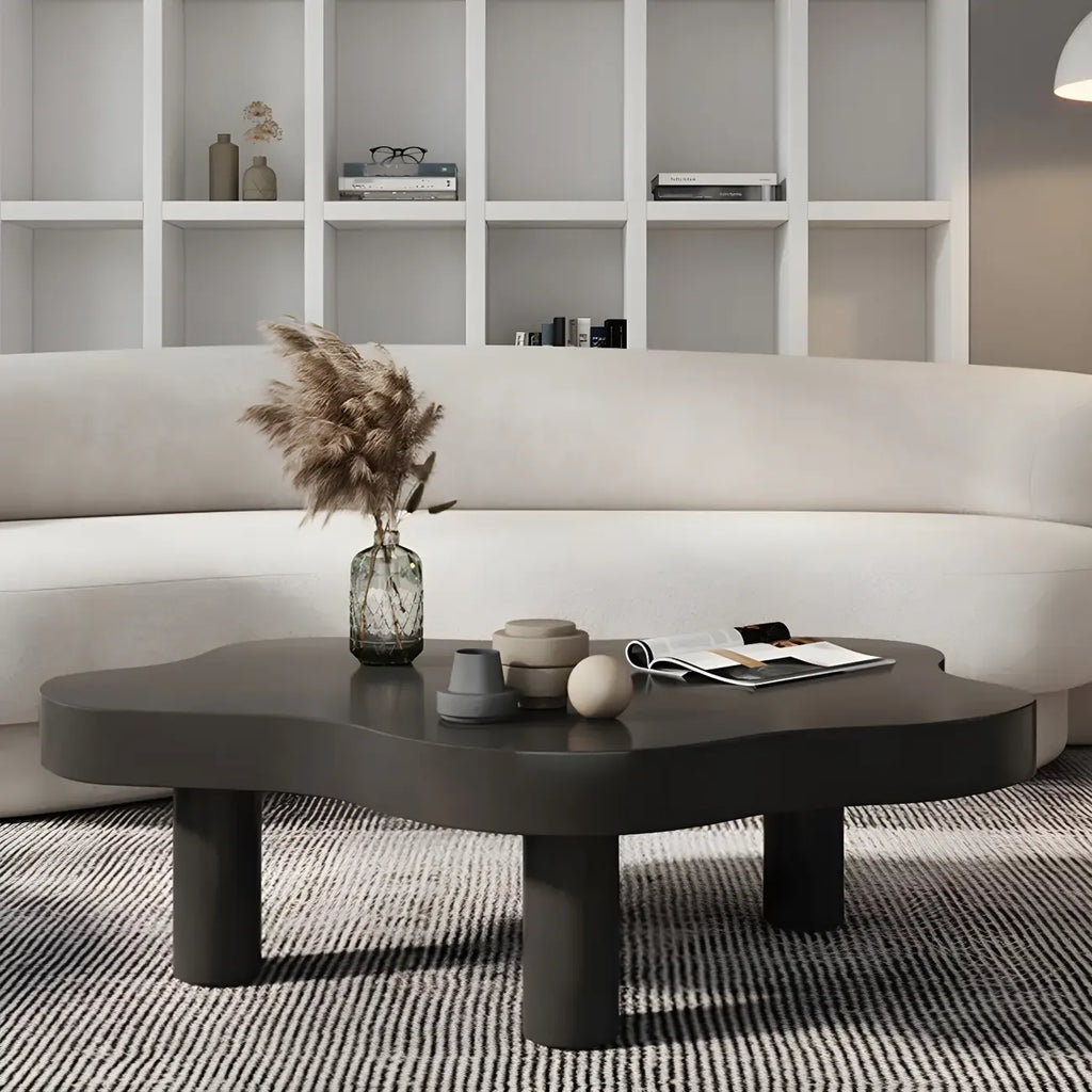 Natural Cloud-Shaped Pine Coffee Table with 3 Legs