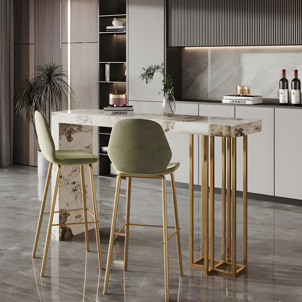 Glam Pandora Gold Stone Rectangular Bar Tables