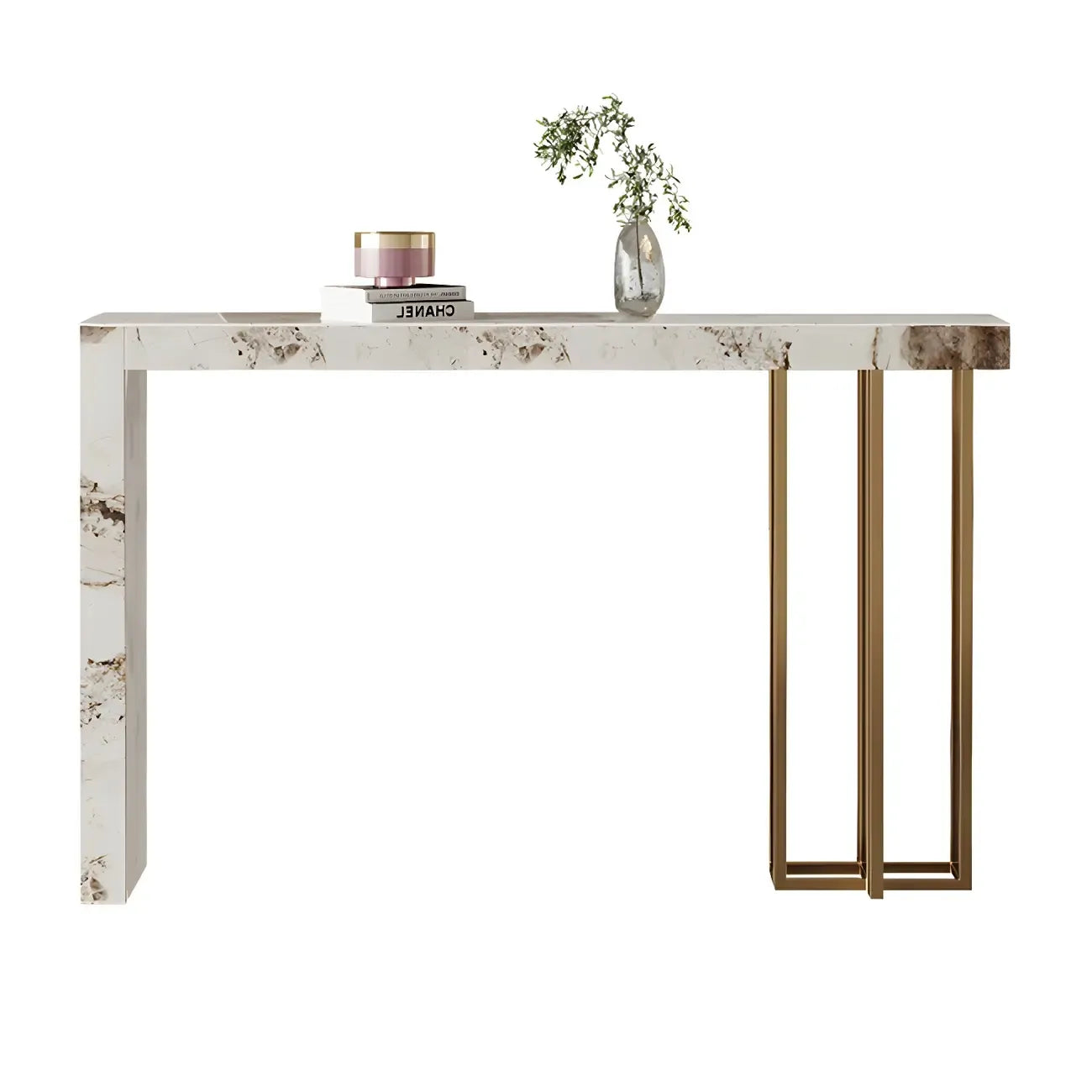 Glam Pandora Gold Stone Rectangular Bar Tables