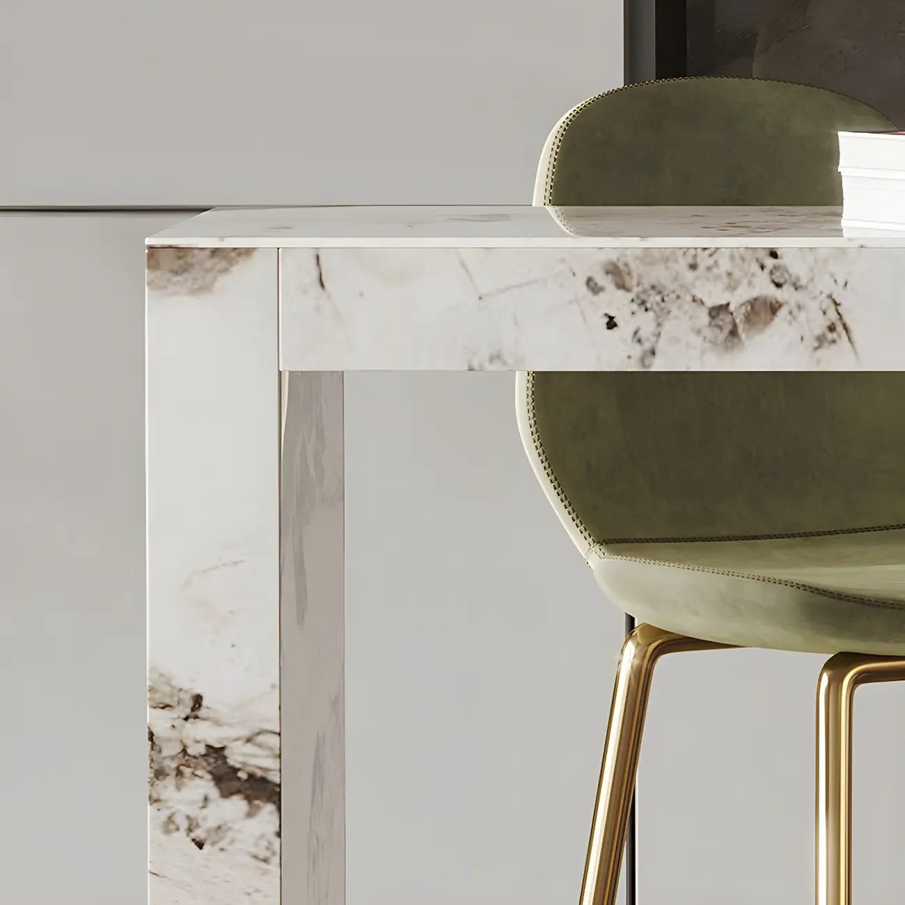 Glam Pandora Gold Stone Rectangular Bar Tables