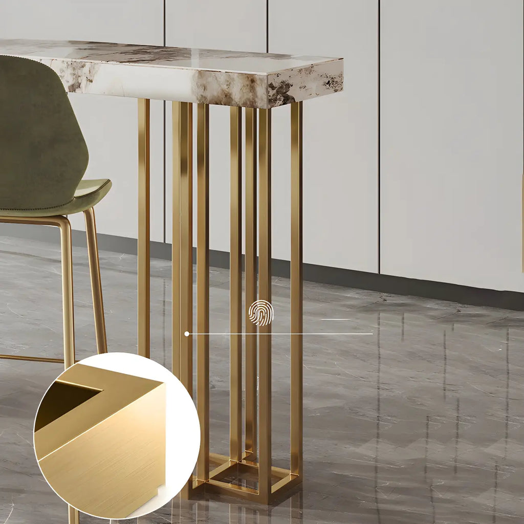 Glam Pandora Gold Stone Rectangular Bar Tables