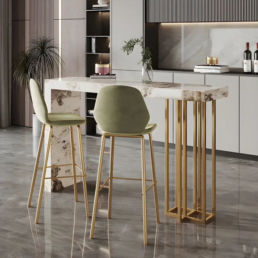 Glam Pandora Gold Stone Rectangular Bar Tables