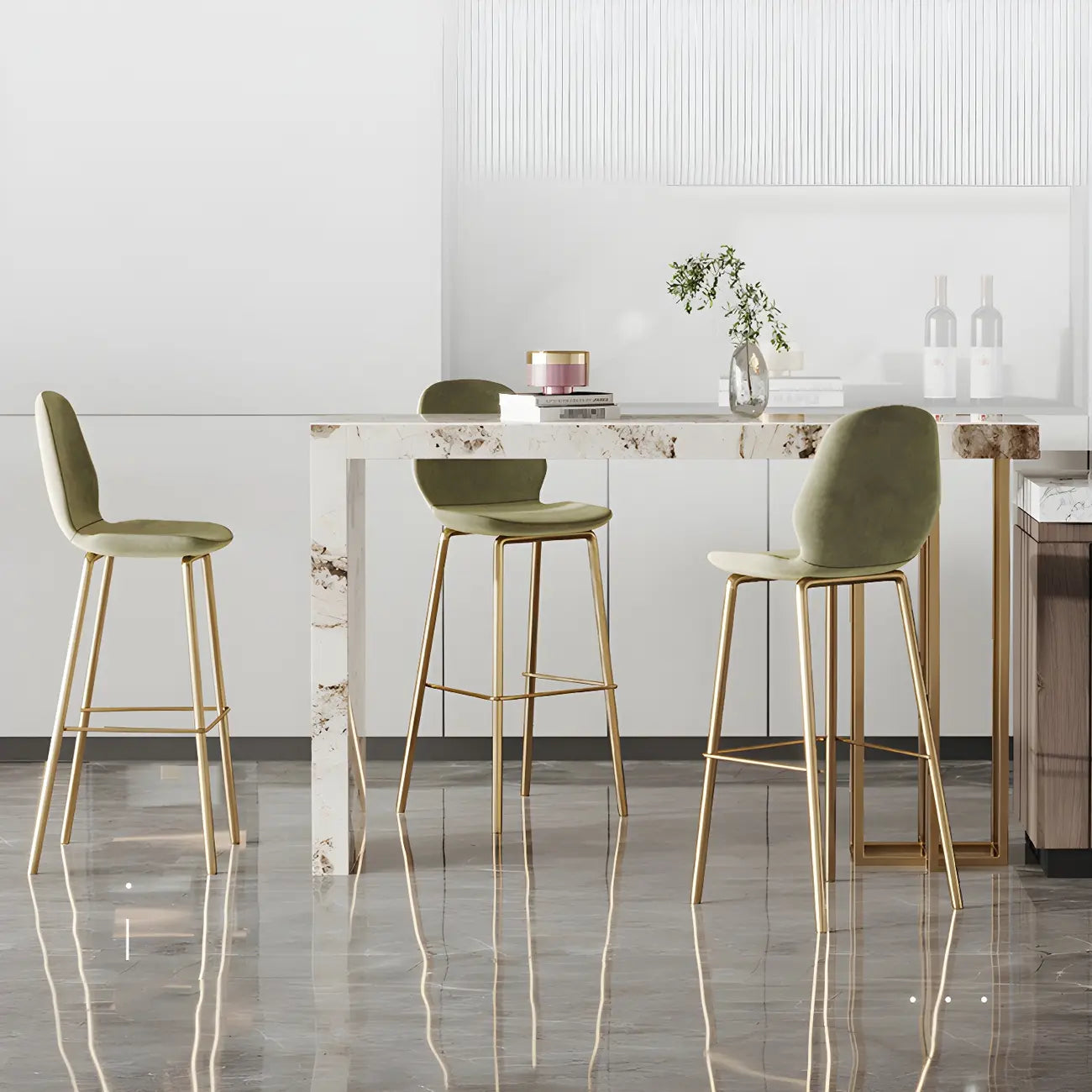 Glam Pandora Gold Stone Rectangular Bar Tables