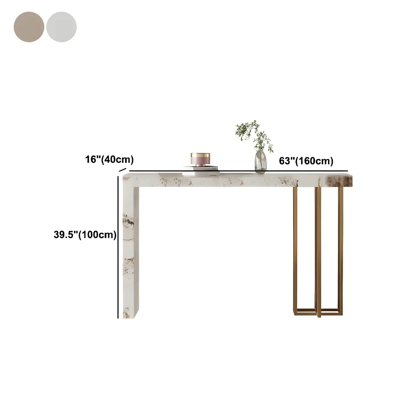Glam Pandora Gold Stone Rectangular Bar Tables