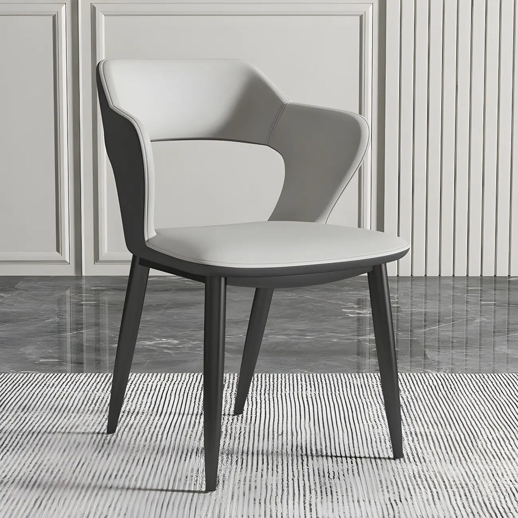 Contemporary Upholstered Open Back Dining Chair with Arms
