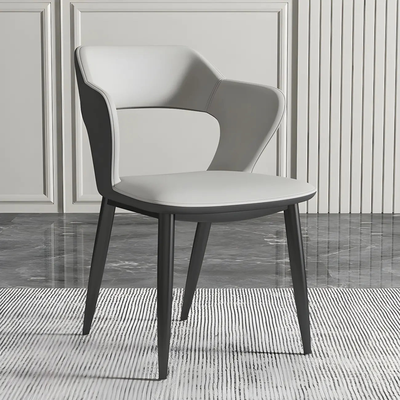 Contemporary Upholstered Open Back Dining Chair with Arms