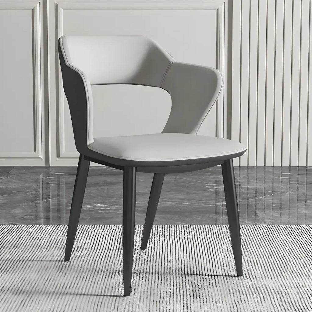 Contemporary Upholstered Open Back Dining Chair with Arms