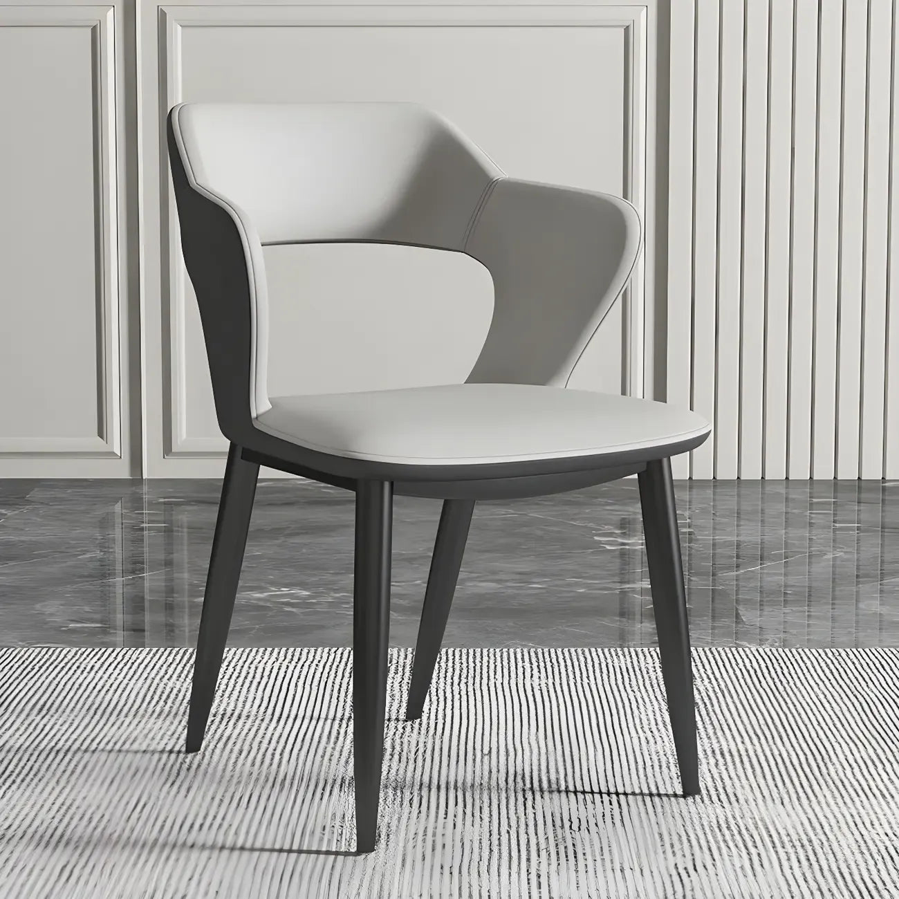 Contemporary Upholstered Open Back Dining Chair with Arms