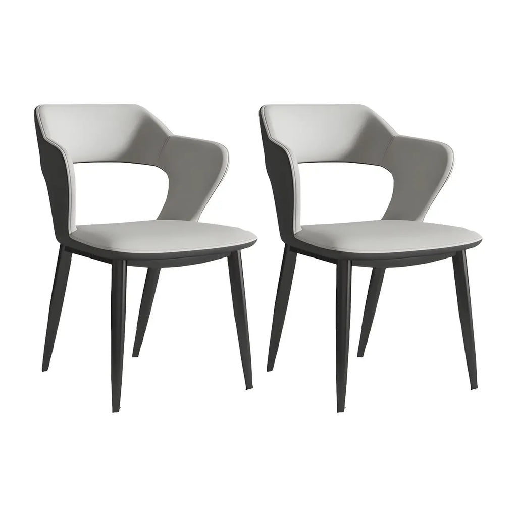 Contemporary Upholstered Open Back Dining Chair with Arms