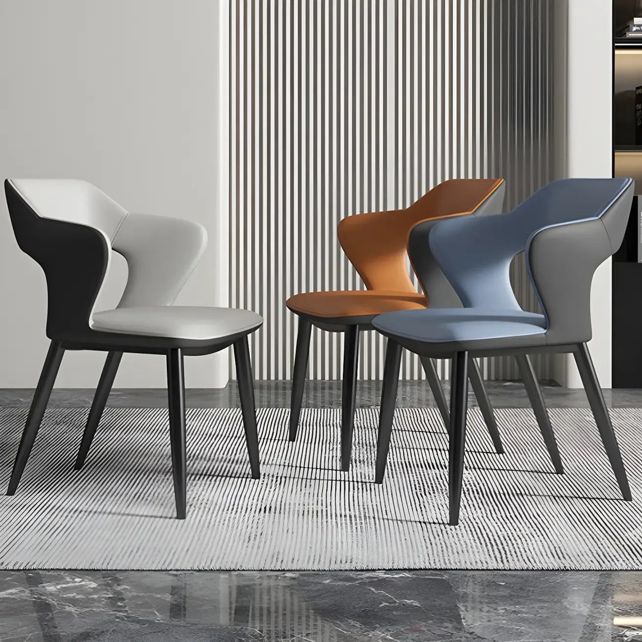 Contemporary Upholstered Open Back Dining Chair with Arms