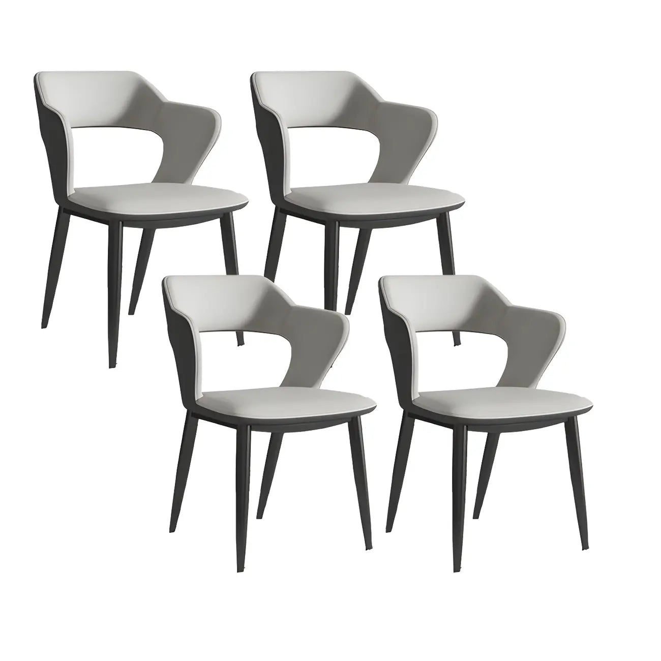 Contemporary Upholstered Open Back Dining Chair with Arms