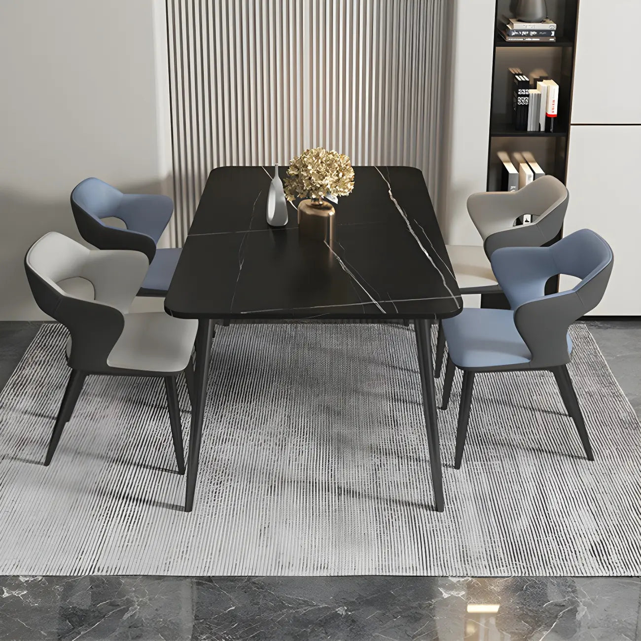 Contemporary Upholstered Open Back Dining Chair with Arms