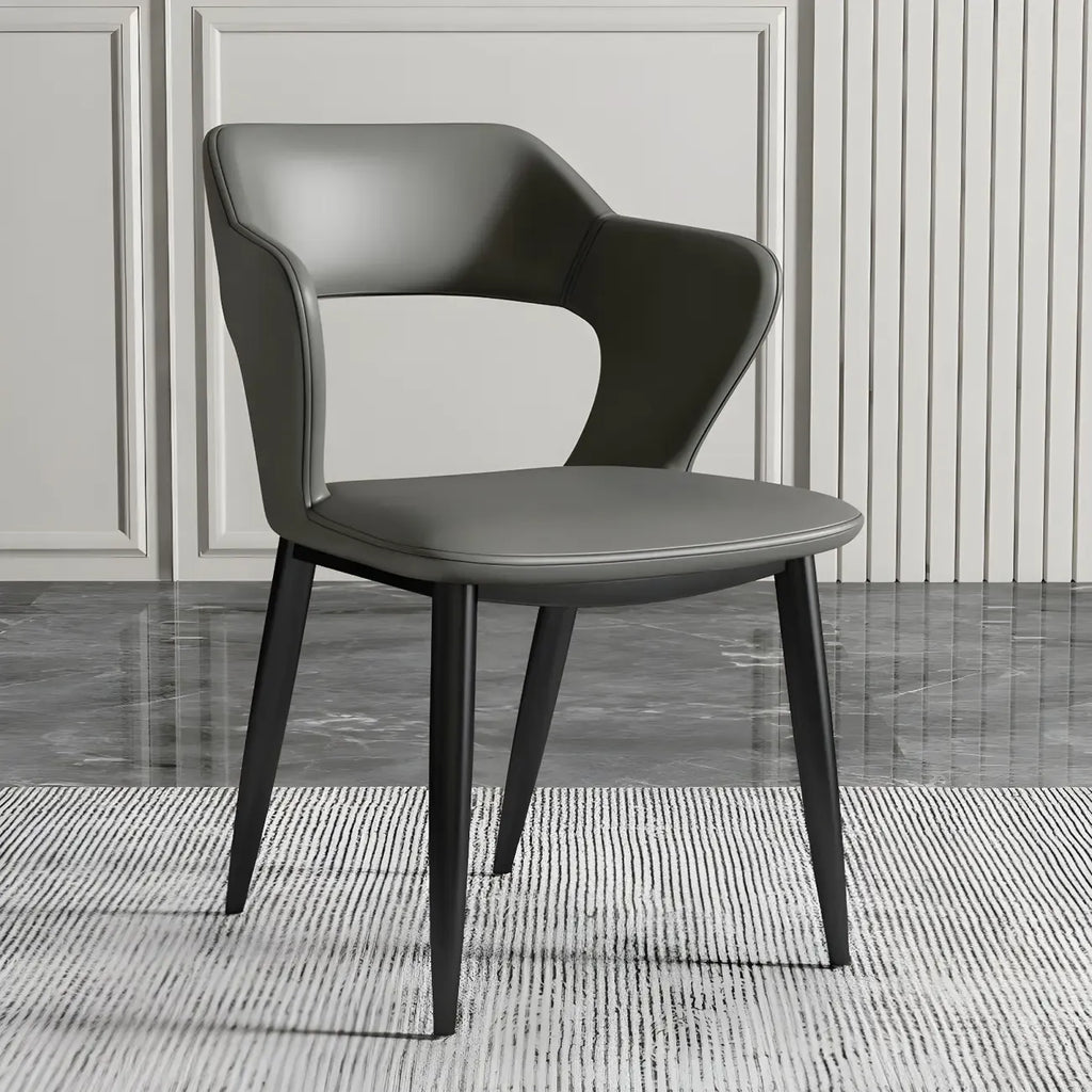 Contemporary Upholstered Open Back Dining Chair with Arms