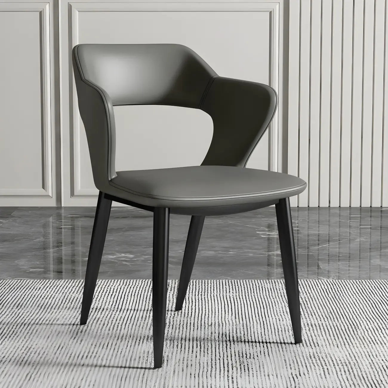 Contemporary Upholstered Open Back Dining Chair with Arms