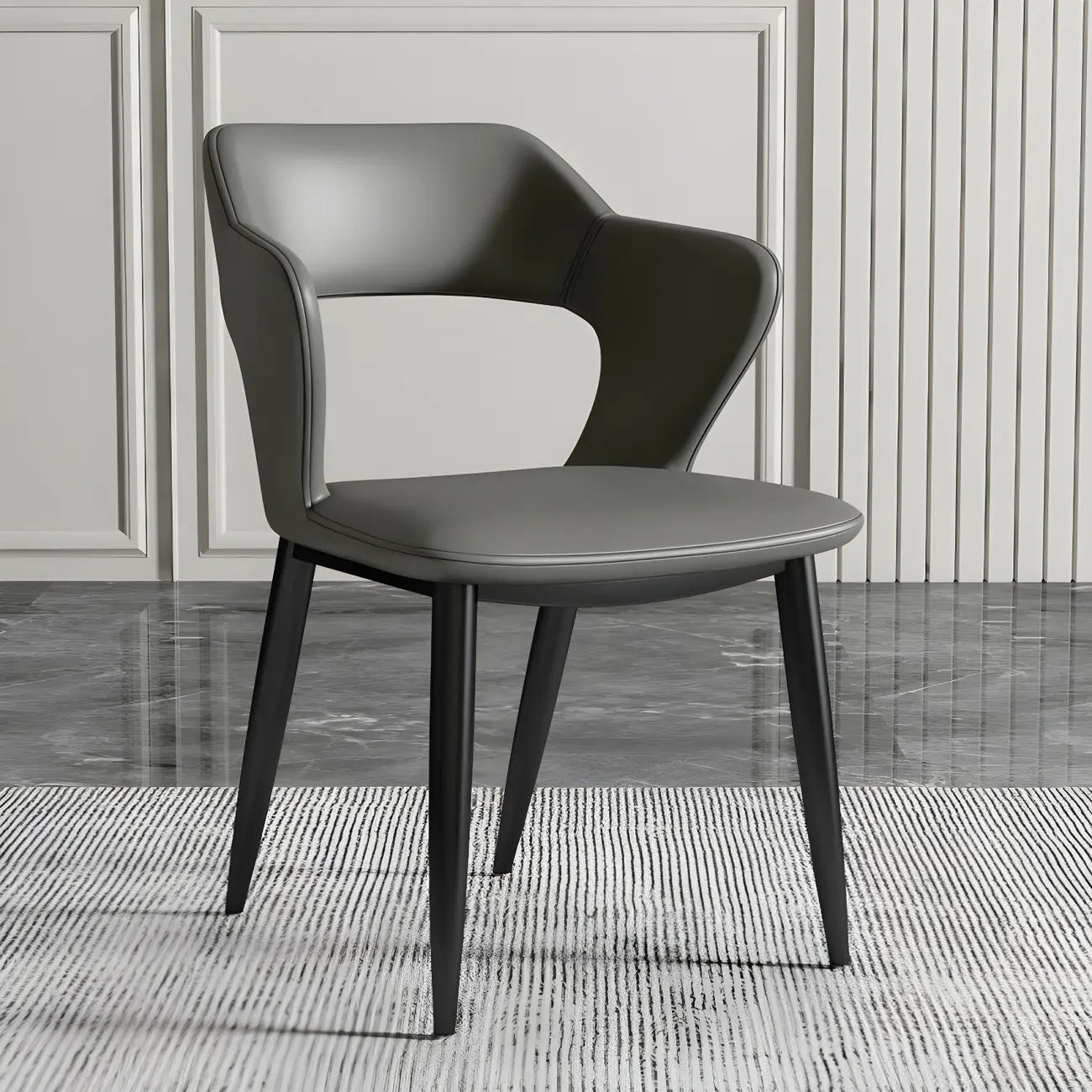 Contemporary Upholstered Open Back Dining Chair with Arms