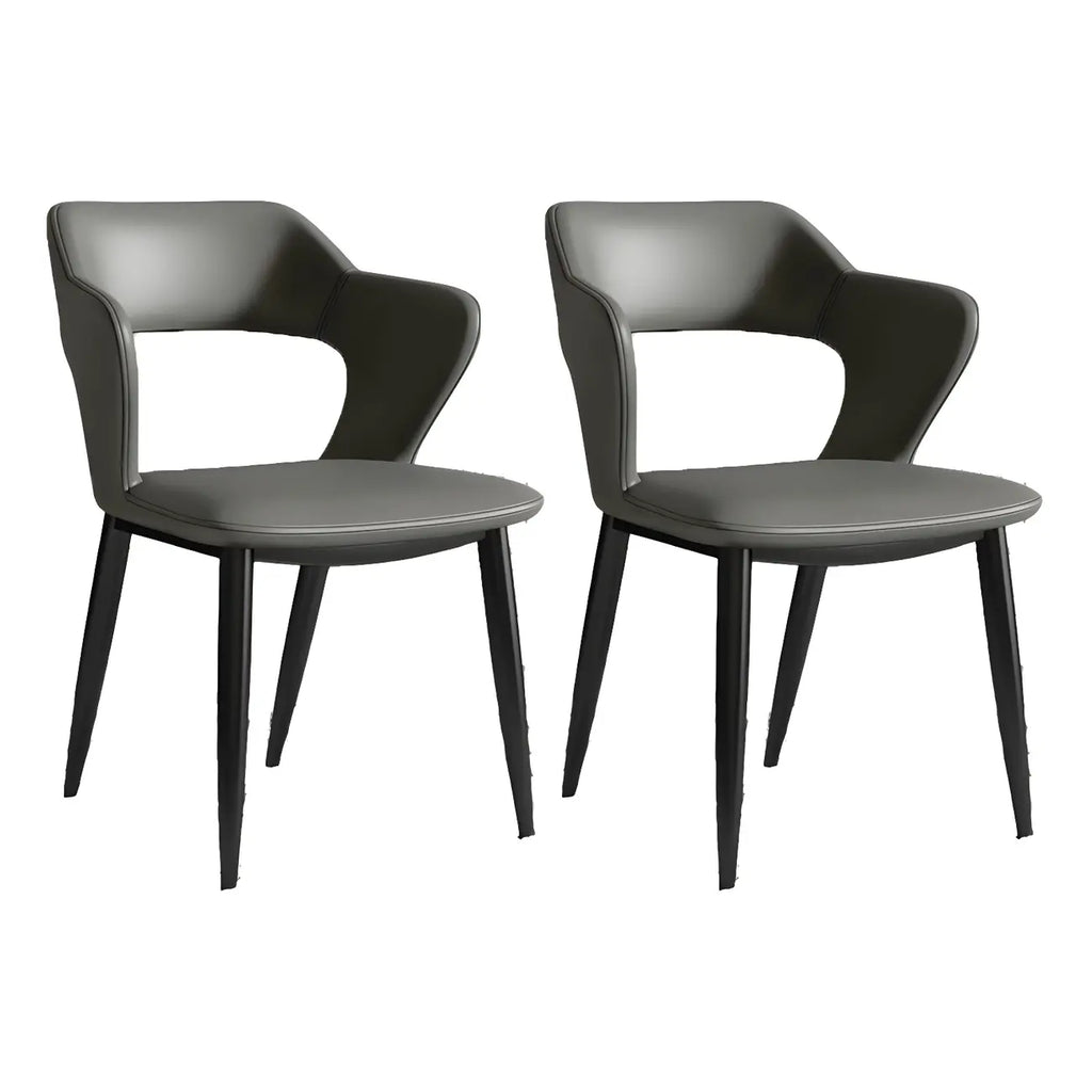 Contemporary Upholstered Open Back Dining Chair with Arms