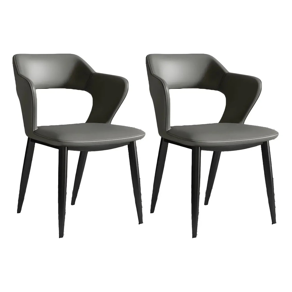 Contemporary Upholstered Open Back Dining Chair with Arms