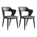 Contemporary Upholstered Open Back Dining Chair with Arms