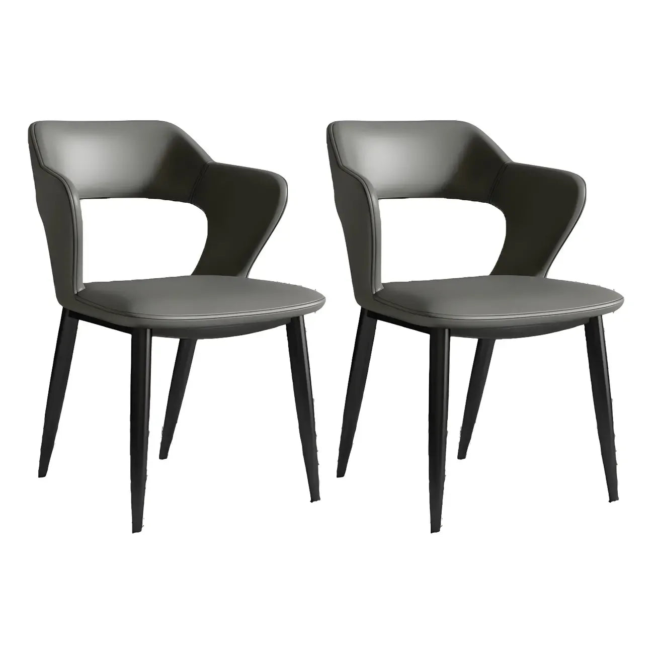 Contemporary Upholstered Open Back Dining Chair with Arms