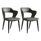 Contemporary Upholstered Open Back Dining Chair with Arms