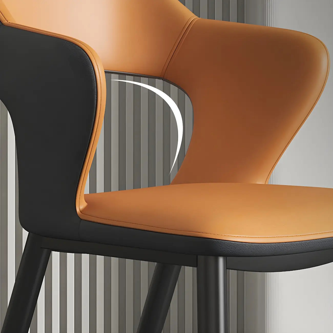 Contemporary Upholstered Open Back Dining Chair with Arms