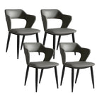 Contemporary Upholstered Open Back Dining Chair with Arms