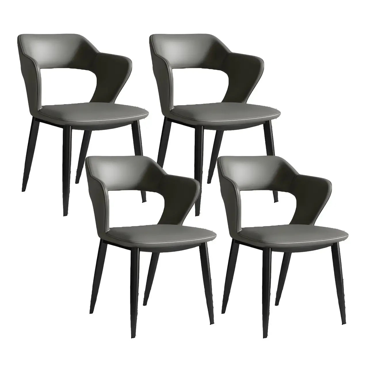 Contemporary Upholstered Open Back Dining Chair with Arms