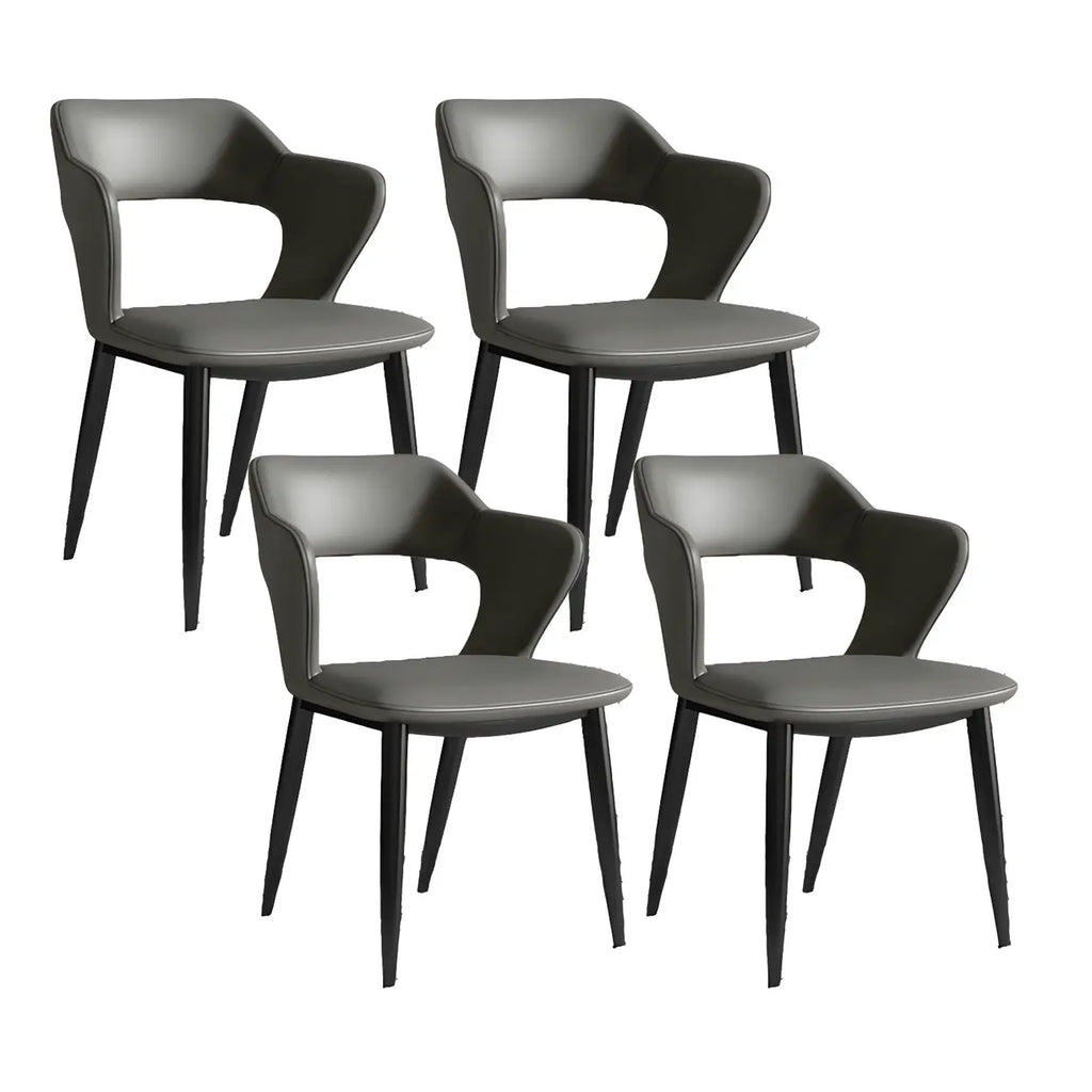 Contemporary Upholstered Open Back Dining Chair with Arms