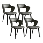 Contemporary Upholstered Open Back Dining Chair with Arms
