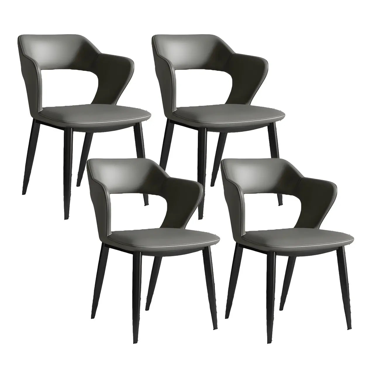 Contemporary Upholstered Open Back Dining Chair with Arms