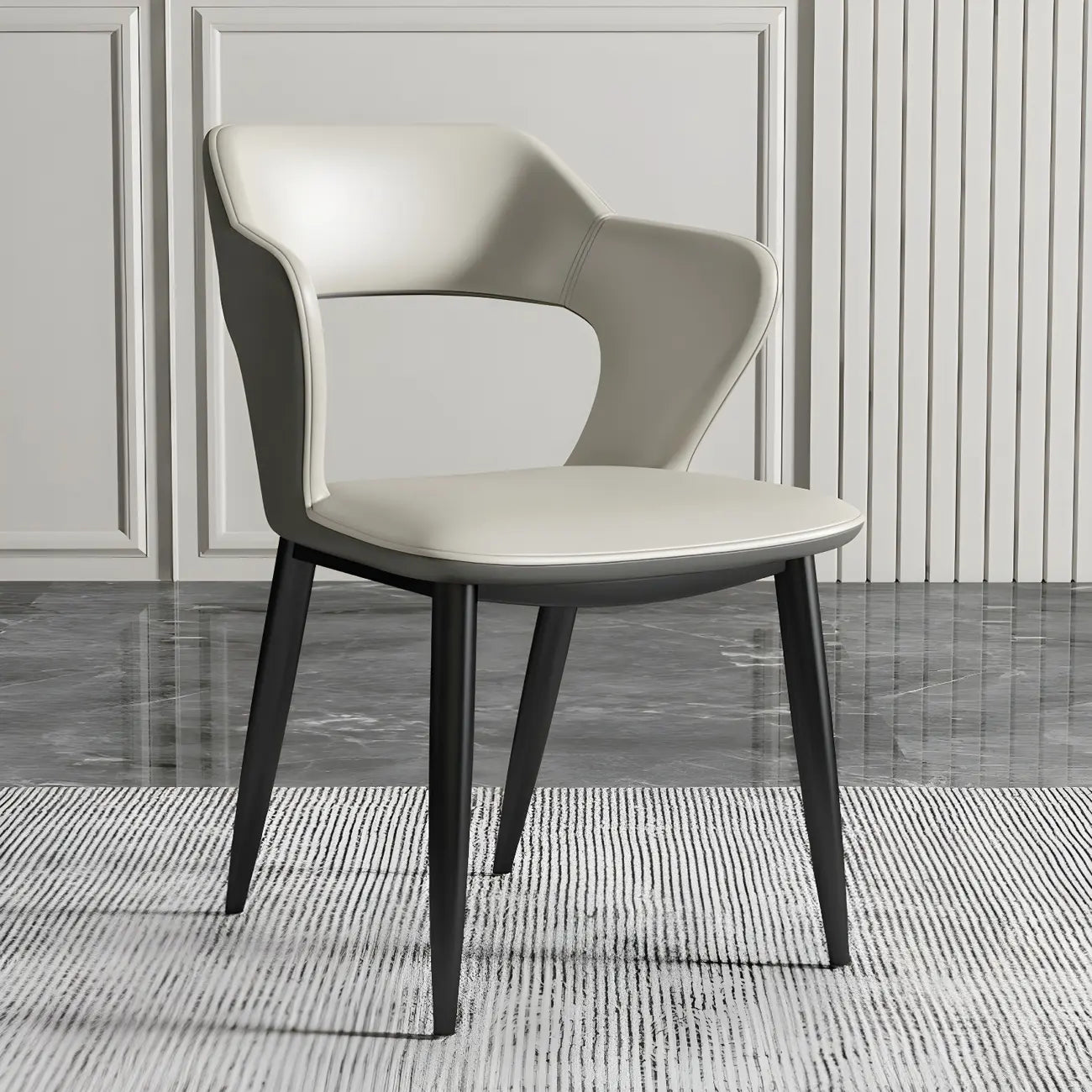 Contemporary Upholstered Open Back Dining Chair with Arms