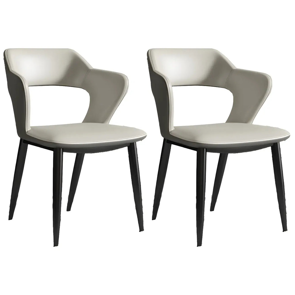 Contemporary Upholstered Open Back Dining Chair with Arms