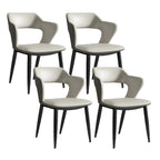 Contemporary Upholstered Open Back Dining Chair with Arms