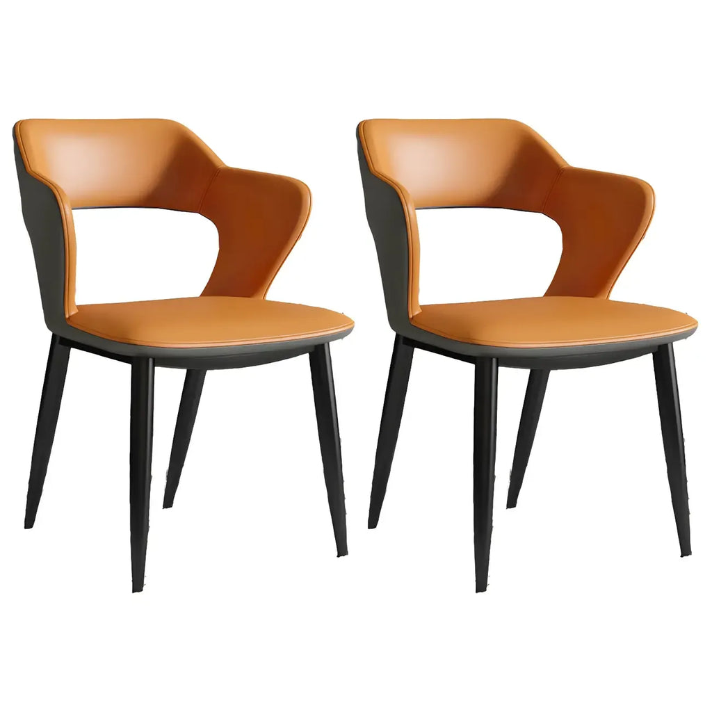 Contemporary Upholstered Open Back Dining Chair with Arms