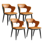 Contemporary Upholstered Open Back Dining Chair with Arms