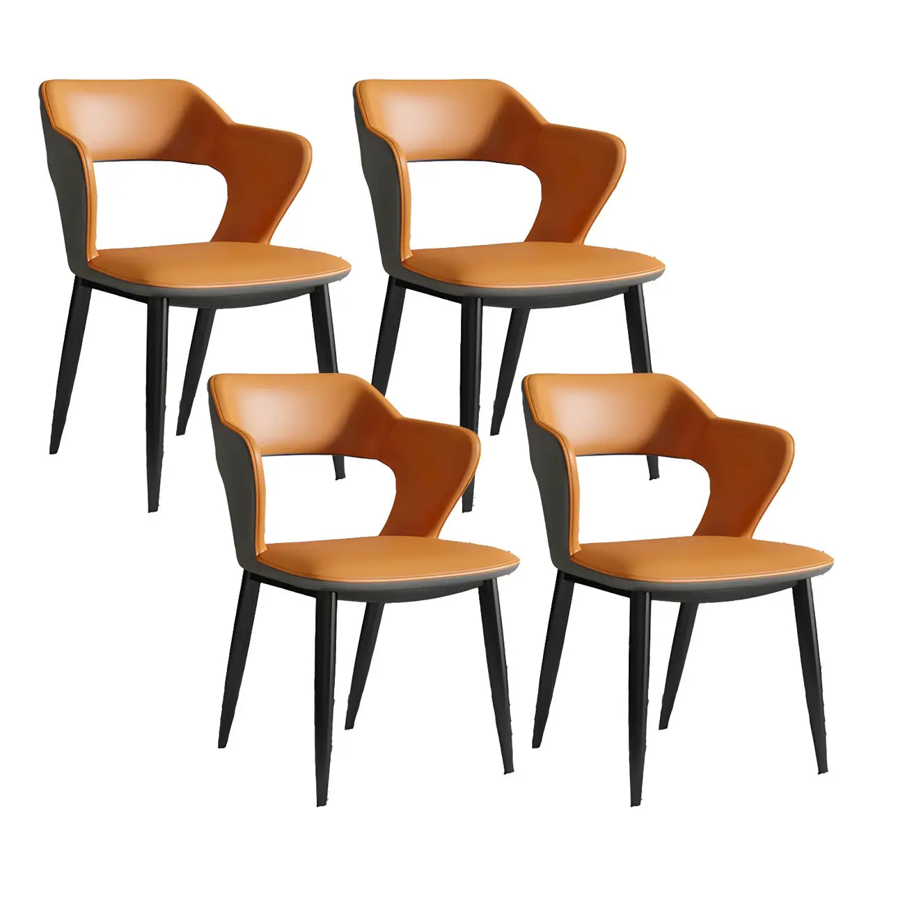 Contemporary Upholstered Open Back Dining Chair with Arms