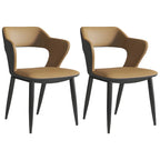 Contemporary Upholstered Open Back Dining Chair with Arms