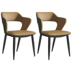 Contemporary Upholstered Open Back Dining Chair with Arms