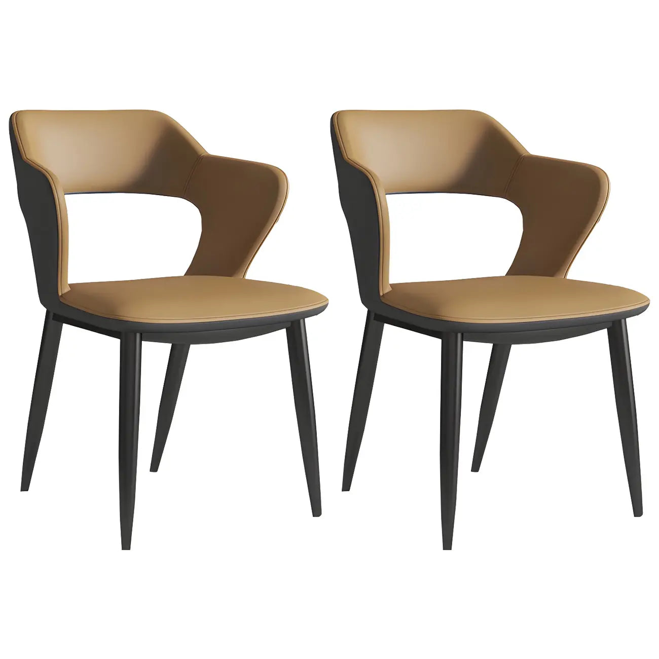 Contemporary Upholstered Open Back Dining Chair with Arms