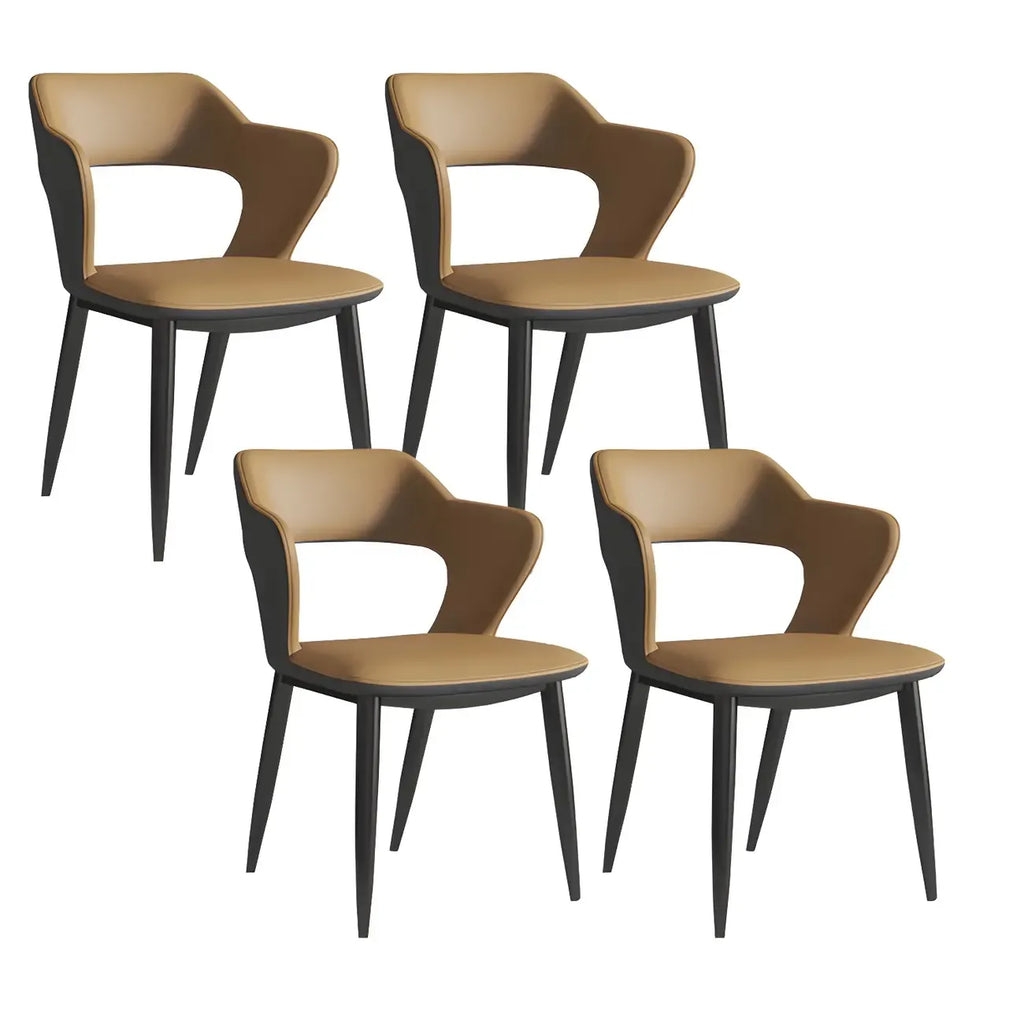 Contemporary Upholstered Open Back Dining Chair with Arms