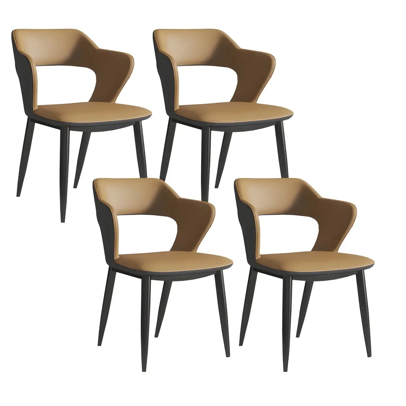 Contemporary Upholstered Open Back Dining Chair with Arms