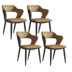 Contemporary Upholstered Open Back Dining Chair with Arms